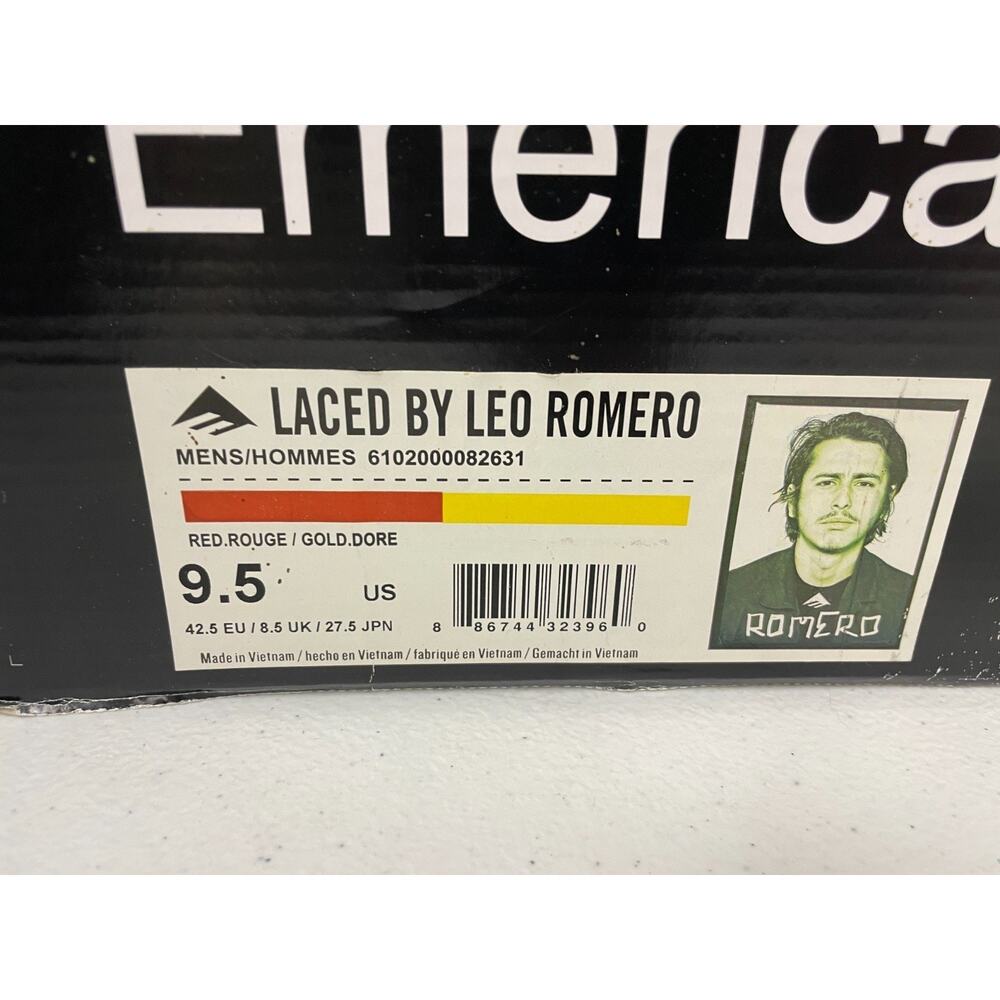Emerica By Leo Romero Laced Low Top Skateboard Shoes Red Rouge Men's 9.5 w/ Box - Picture 11 of 11